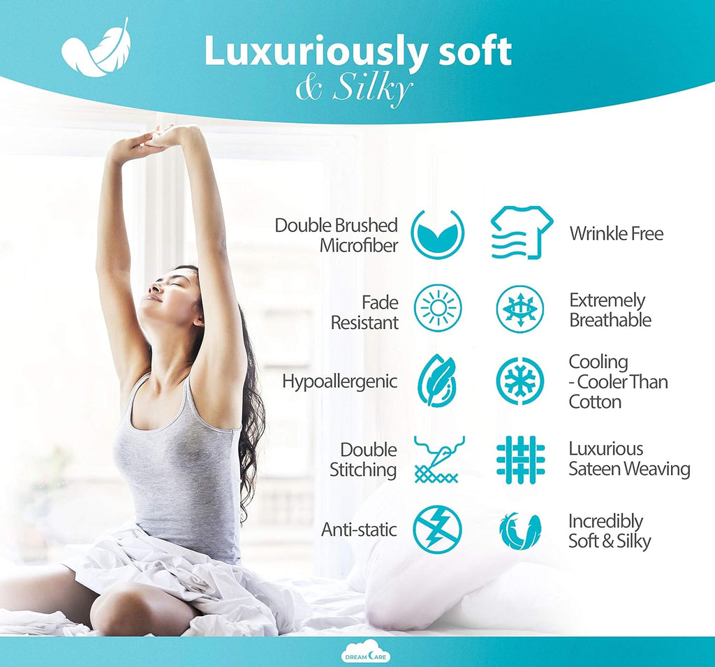 King Sheets Set - 6 pcs Breathable Cooling Bed Sheets - up to 21" Extra Deep Pocket King Sheet Set with Side Pockets