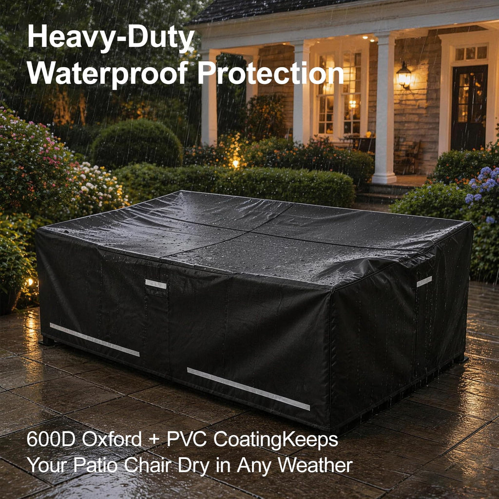 Rectangular Outdoor Furniture Covers Waterproof, 108.5" x 82.5" x 28" Heavy Duty Patio Furniture Covers, 100%