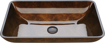 Vigo Vessel Sink Brown - 23” Artistic Rectangular Bathroom Vessel Sink
