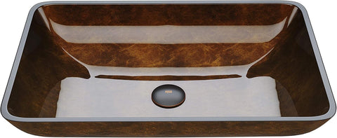 Vigo Vessel Sink Brown - 23” Artistic Rectangular Bathroom Vessel Sink