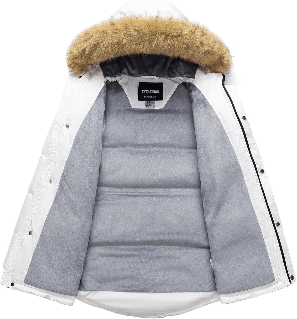 Boy's Winter Coat Waterproof Kids Puffer Jacket Thicken Parka Fleece Lined Bubble Ski Snow Outerwear with Fur Hood