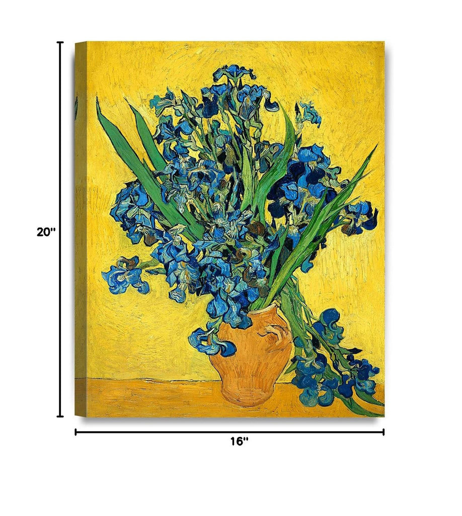 Irises Vase Flower, Vincent Reproduction. Giclee Canvas Prints Wall Art Decor 20x16