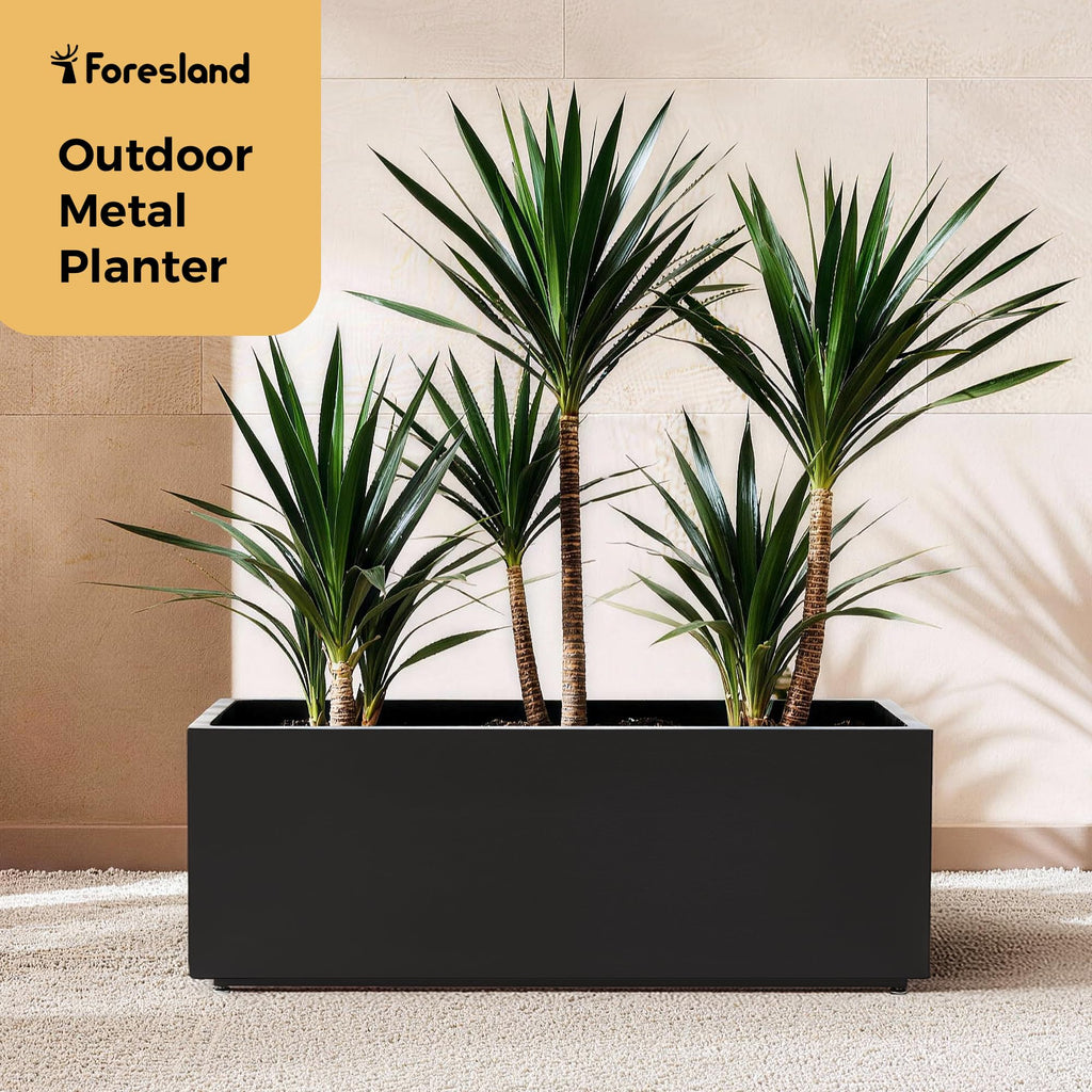 Outdoor Metal Planter Box 40Wx12Dx16H, Black