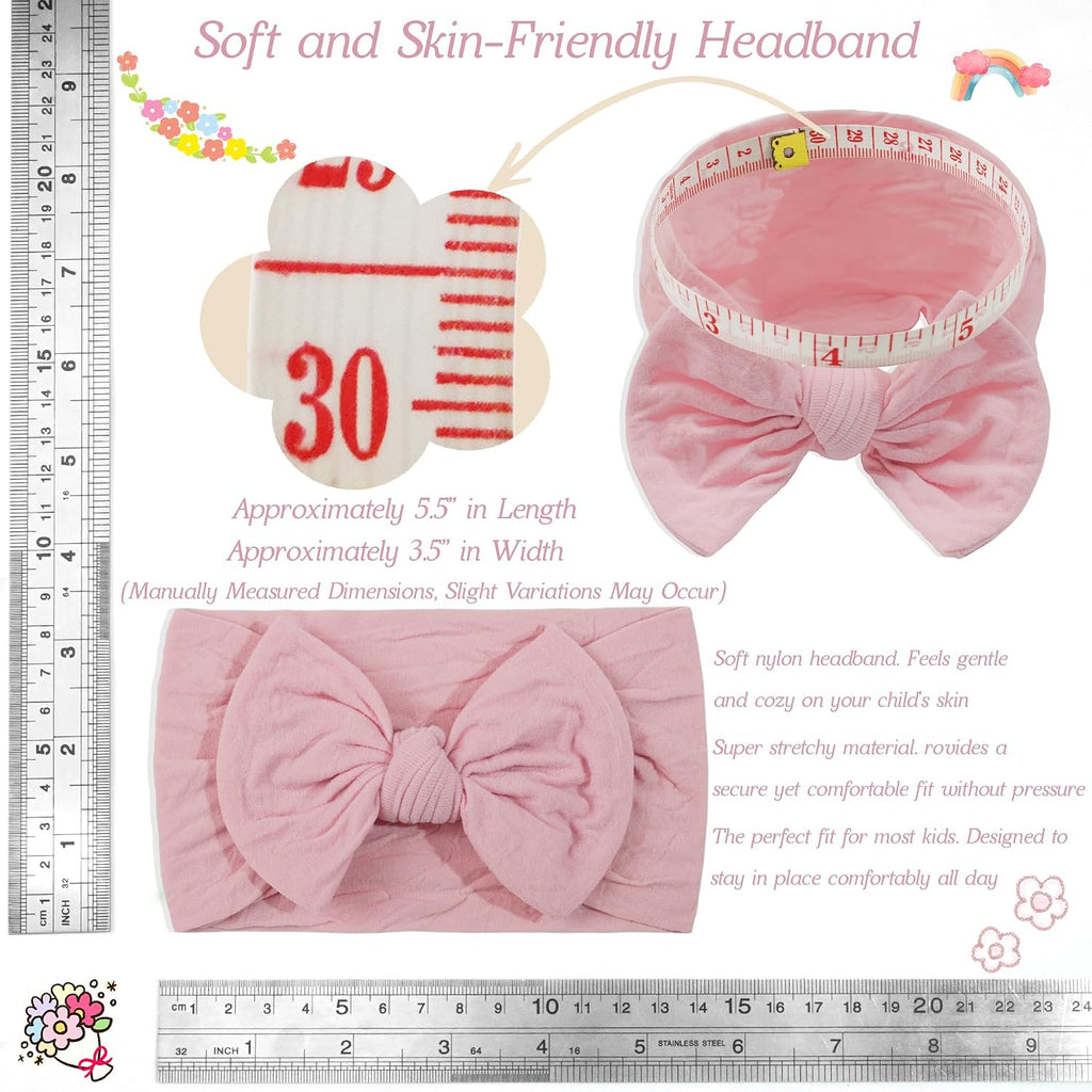 20 Colors Super Stretchy Soft Knot Baby Girl Headbands with Hair Bows Nylon Head Wrap For Newborn Baby Girls Infants