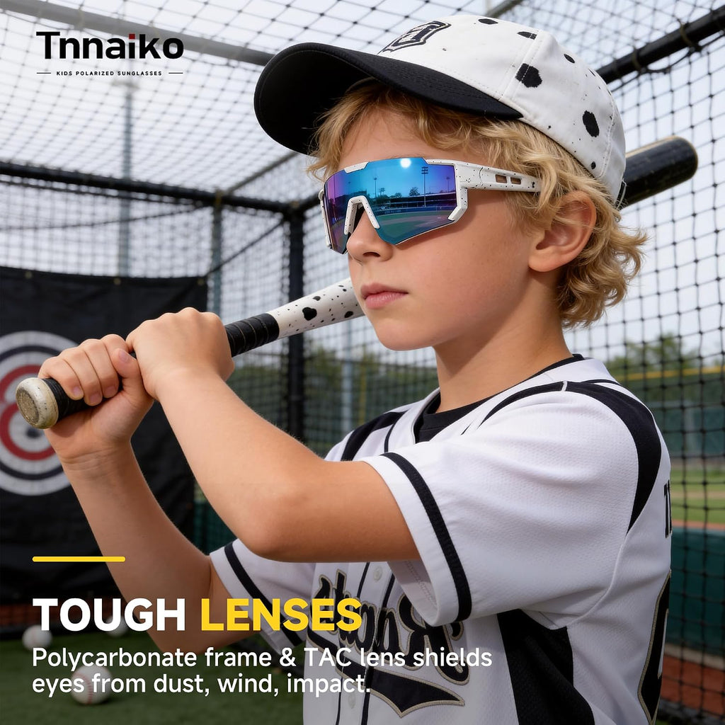 Kids Polarized Sunglasses for Boys & Girls, Youth Baseball Softball Cycling Sports Sunglasses UV Protection