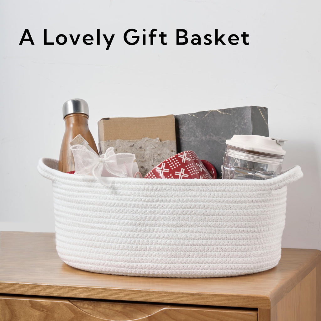 2-Pack White Gift Basket Empty, Large Baby Boo Baskets for Gifts, Halloween