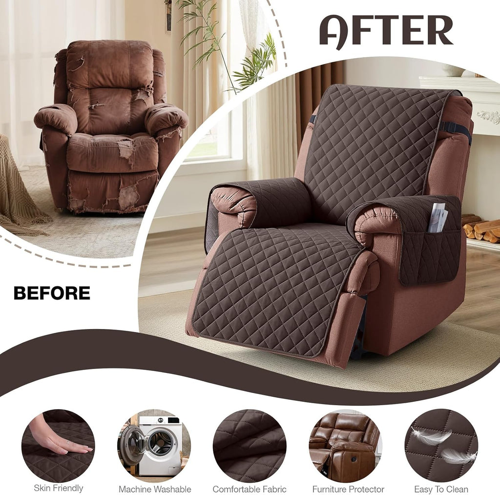 100% Waterproof Recliner Chair Cover, Reclining Couch Covers for Pets, Dogs, Recliner Couch Slipcover Furniture