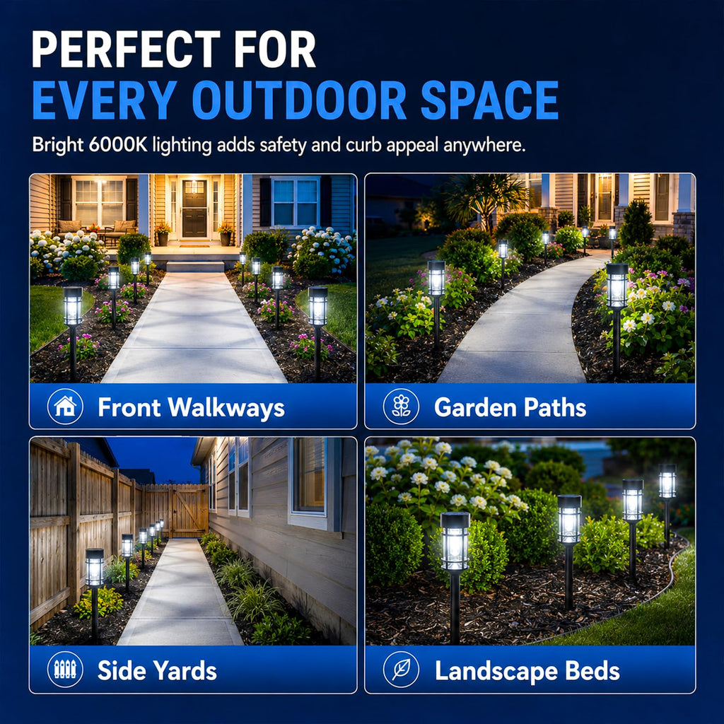Solar Pathway Lights Outdoor 8 Pack Waterproof Solar Lights for Garden