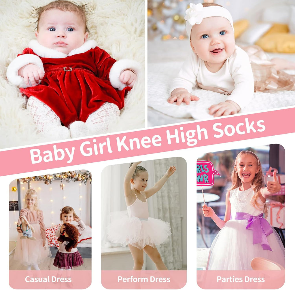 Baby Knee High Socks With Bow Toddler Long Socks Girls Stockings 0