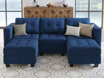 Modular Sectional Sofa Couch with Double Chaises U Shaped Sectional Sofa Modular with Storage Seat Modular Couch with