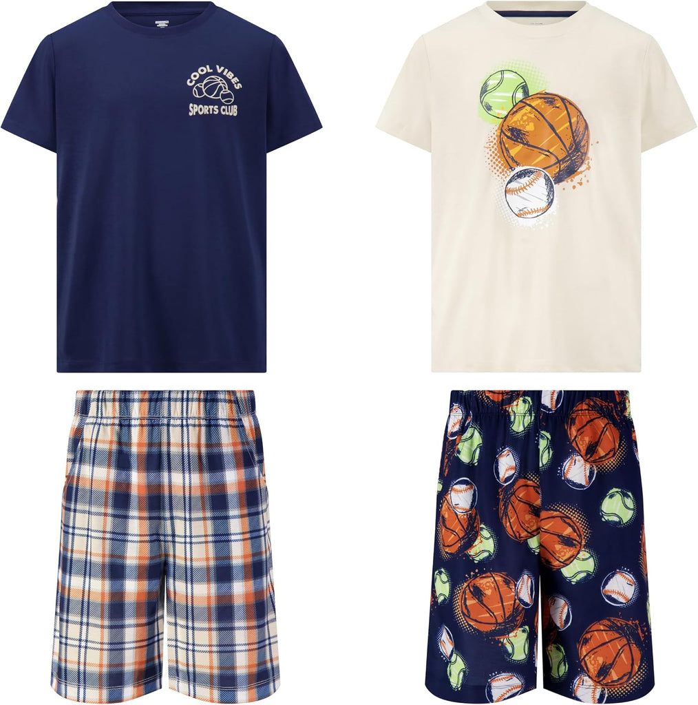 Pajamas Set for Boys, Piece Set, Short Sleeve Shirt with Pajama Shorts