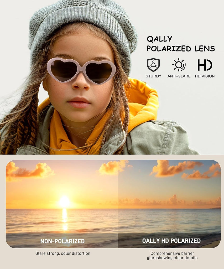 Toddler Girls Sunglasses Polarized Heart-Sunglasses for Kids girls