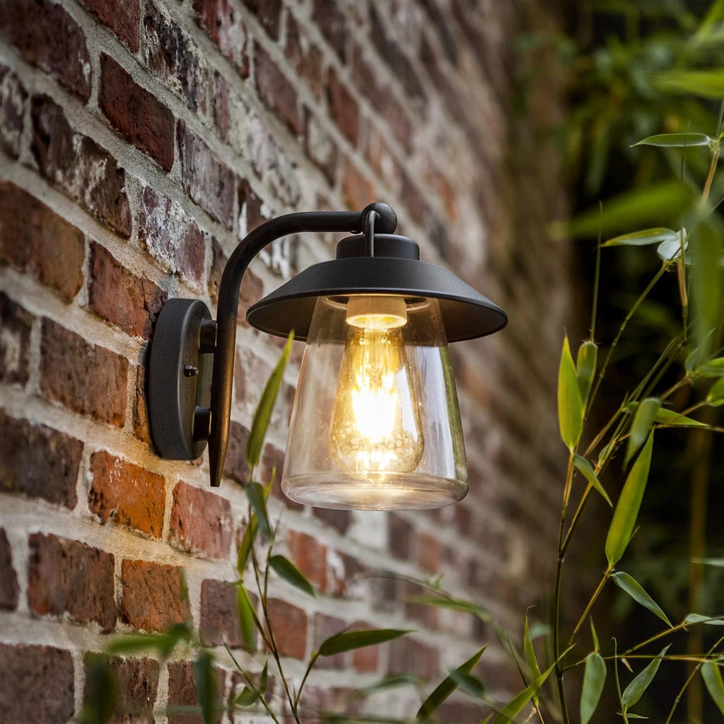 Outdoor Indoor Wall Lantern, Farmhouse Barn Wall Sconce Lighting Fixture,Matte Black Finish Anti-Rust Wall Mount Light