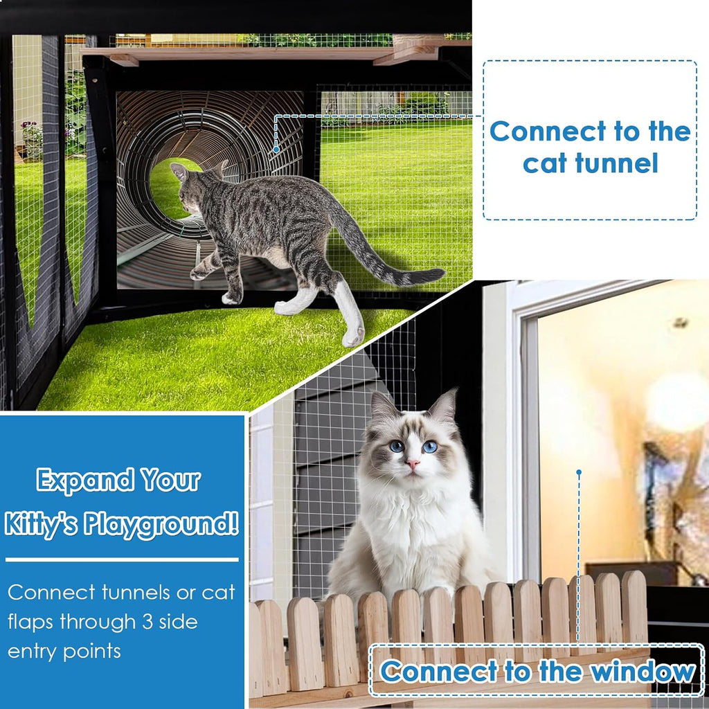 Large Catio Outdoor Cat Enclosure Window 73" H Walk-in Cat House