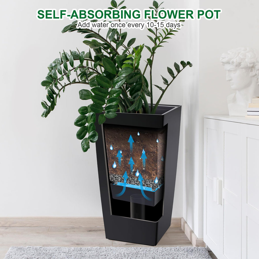 30" Tall Planters Set of 2, Outdoor Planters, Black