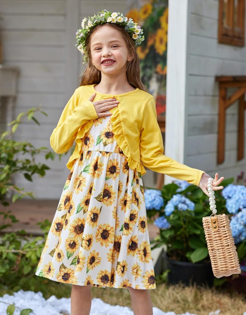 Toddler Dress and Cardigan Girl Sleeveless Sundress and Shrug Sets