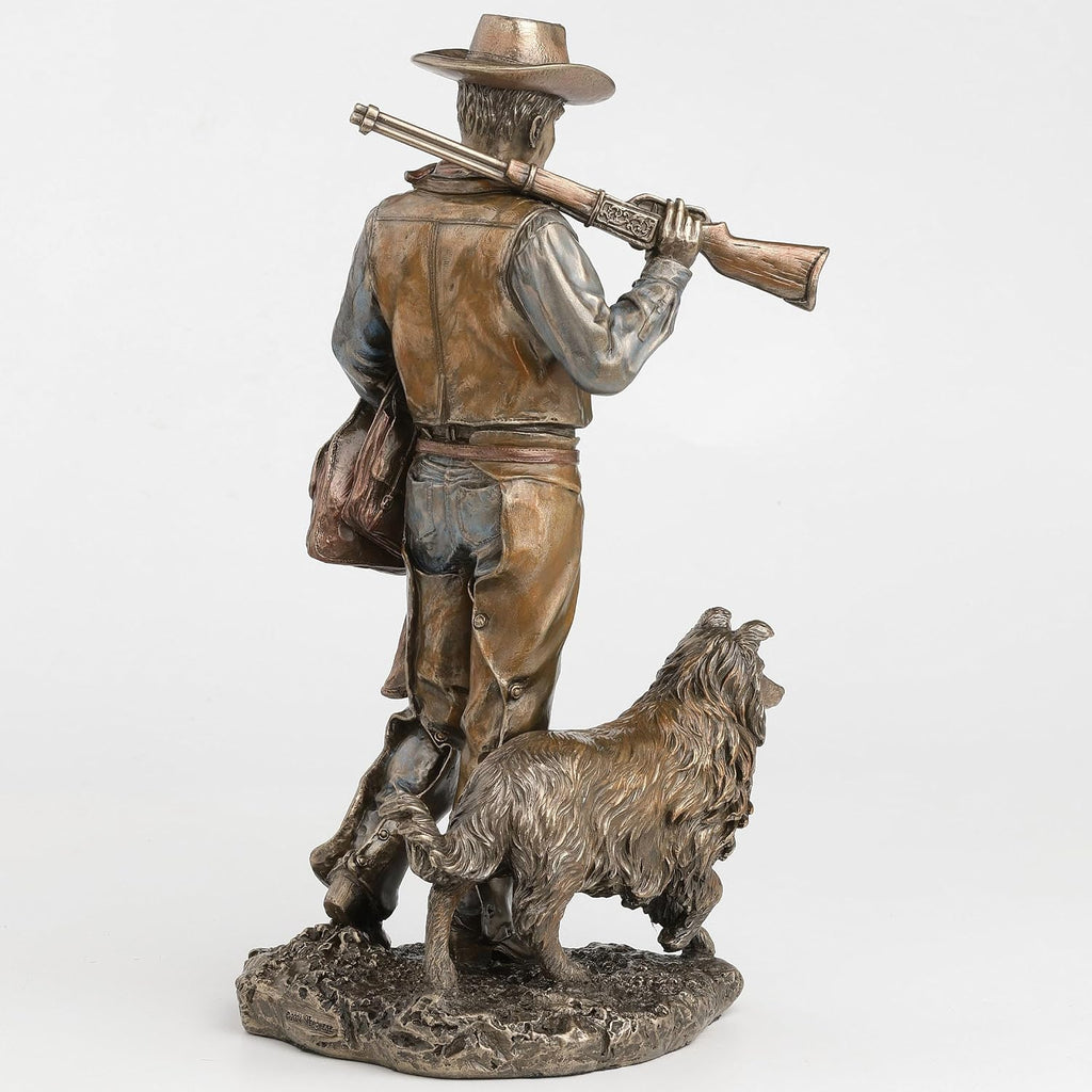 11 1/2 Inch Frontier Companions Cowboy with Dog Cold Cast Resin Bronze Finish Sculpture