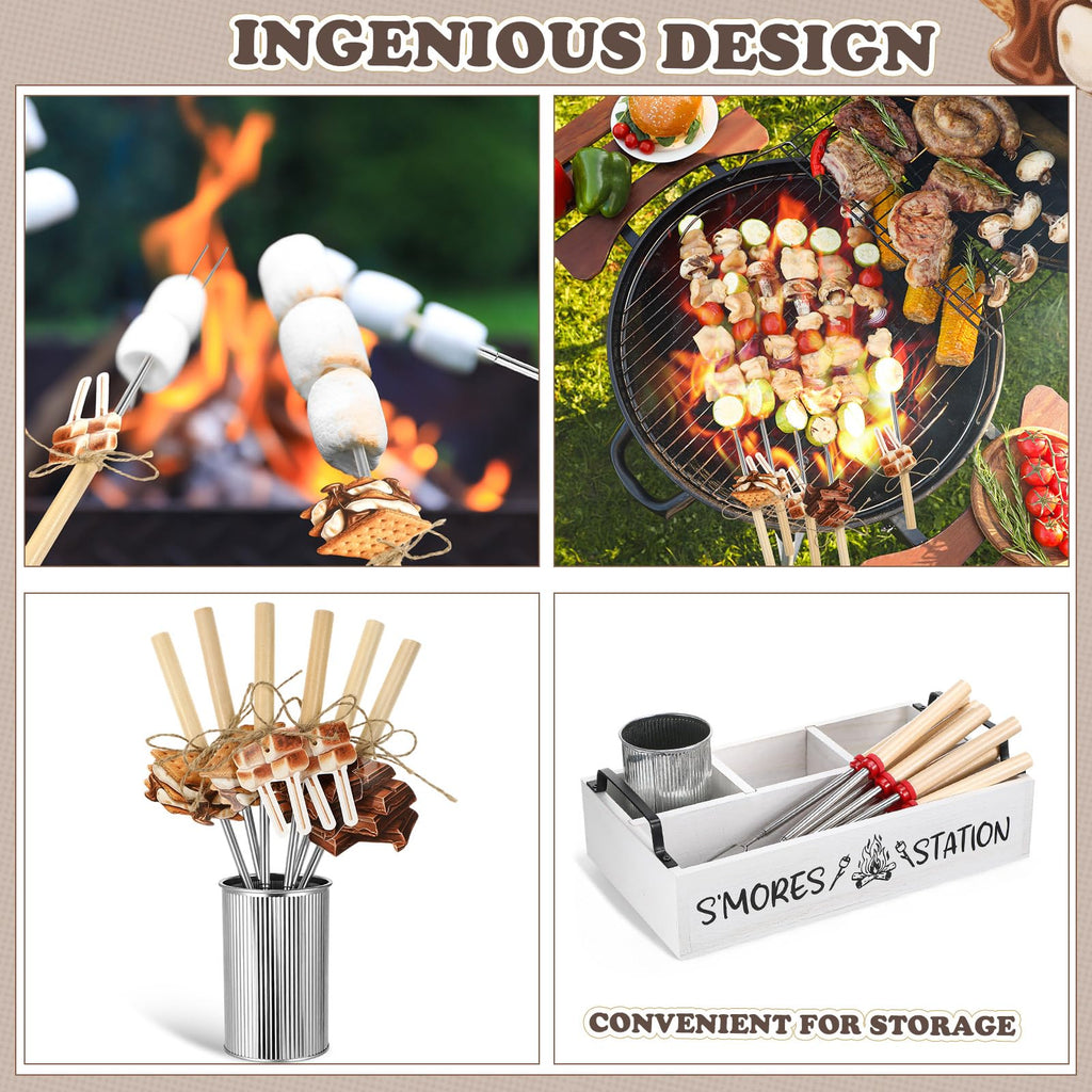 35 Pcs Smores Station Box Farmhouse, Flame Pattern, White