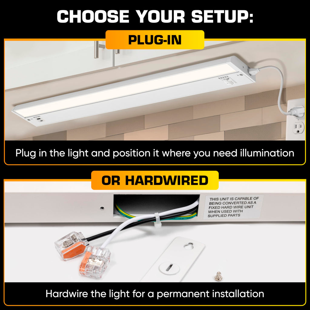 LED Under Cabinet Lighting Hardwired - Swivel Lens - 32 Inch White