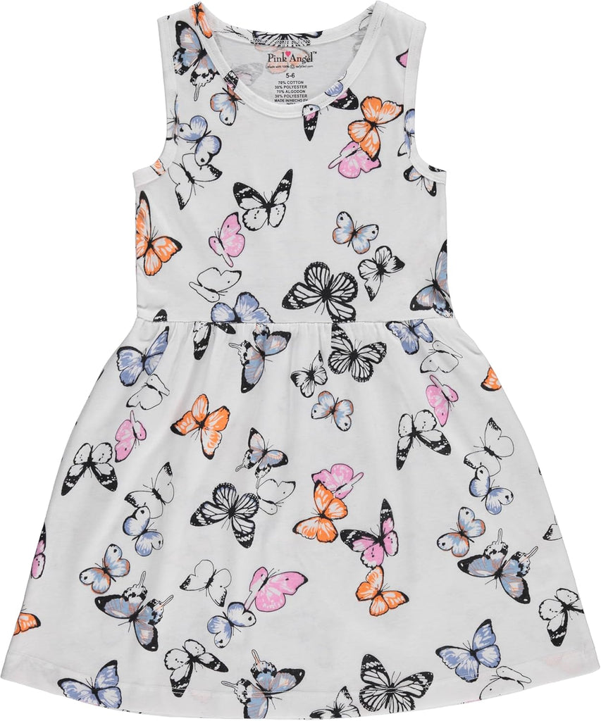 Pack Girls' Dresses, Kids Casual Fit and Flare Sleeveless Summer Dress & School Outfit, 100% Cotton