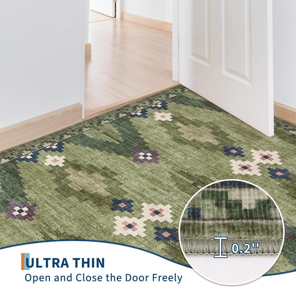 Hallway Runner Rug 2x8 Washable Non Slip Mid Century Runners
