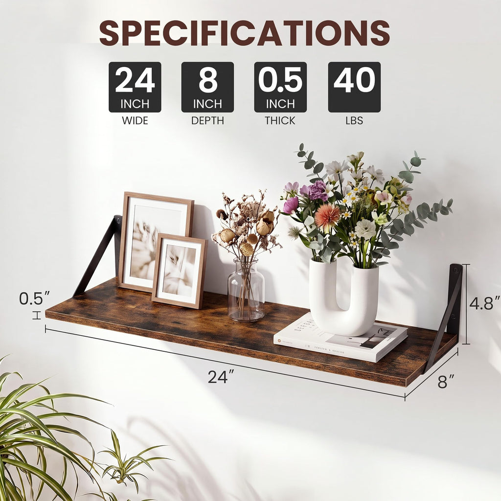 Wall Shelves 24x8 Inch, Set of 3
