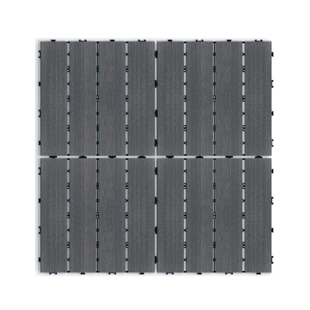 Wood Plastic Composite Interlocking Patio Deck Tiles, 22 Pack 12"x12" Premium Waterproof Porch Decking Tiles, All