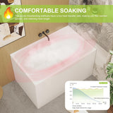 43" Acrylic Free Standing Bathtub，Square Shape Japanese Soaking Tub With Seat Desgin，CUPC Certified (White, 43in With