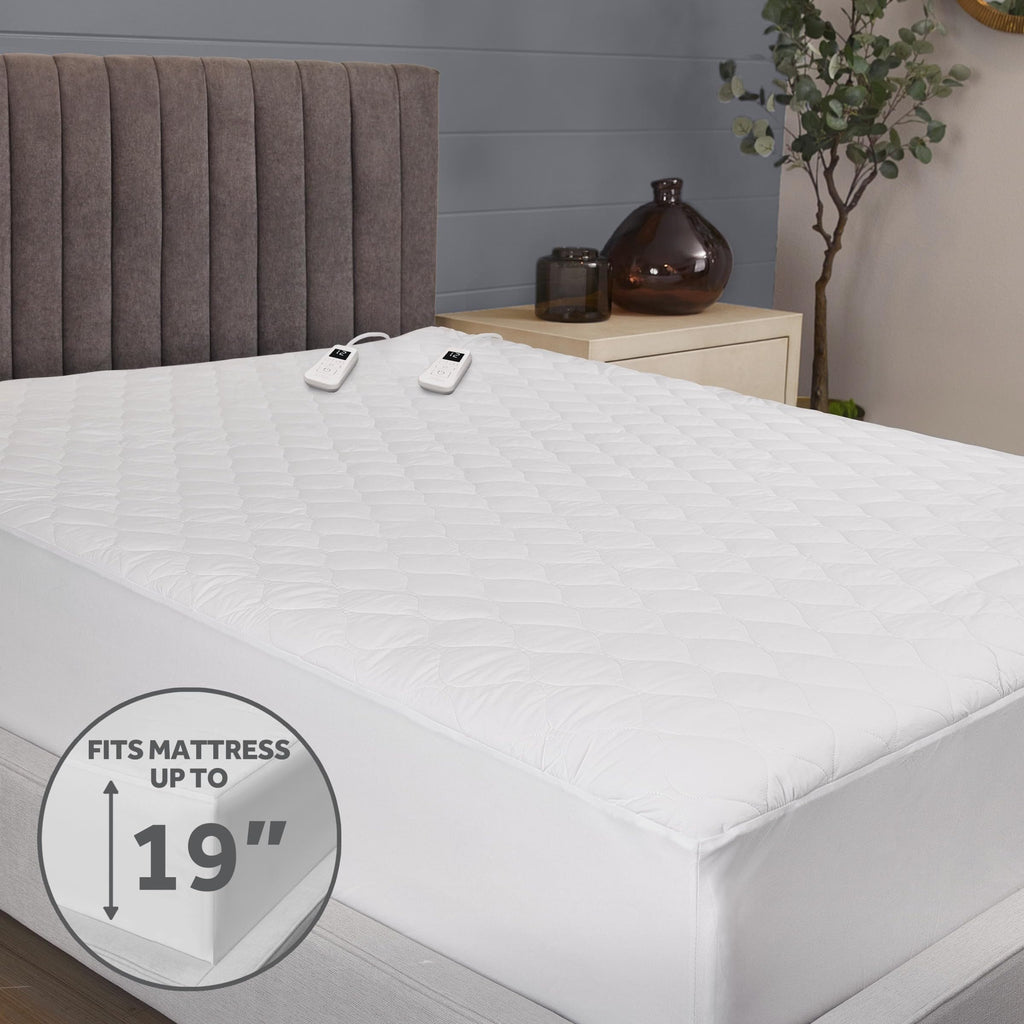 Electric Premium Water Resistant Restful Quilted Heated Mattress Pad, 12 Heat Settings, 12-Hour Selectable Auto