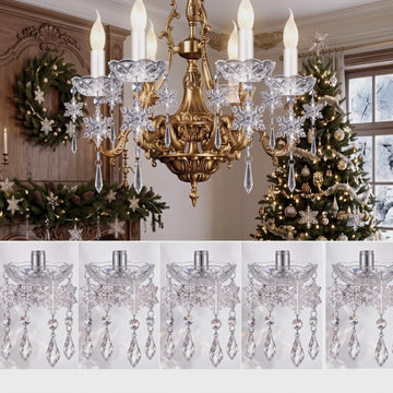 6 Pcs 4" Chandelier Crystal Bobeche Replacement 24 Snowflake Pendant
