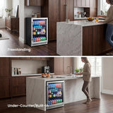 Beverage Refrigerator & Drink Fridge - 24 inch 180 Cans Beer Cooler Glass Door, 