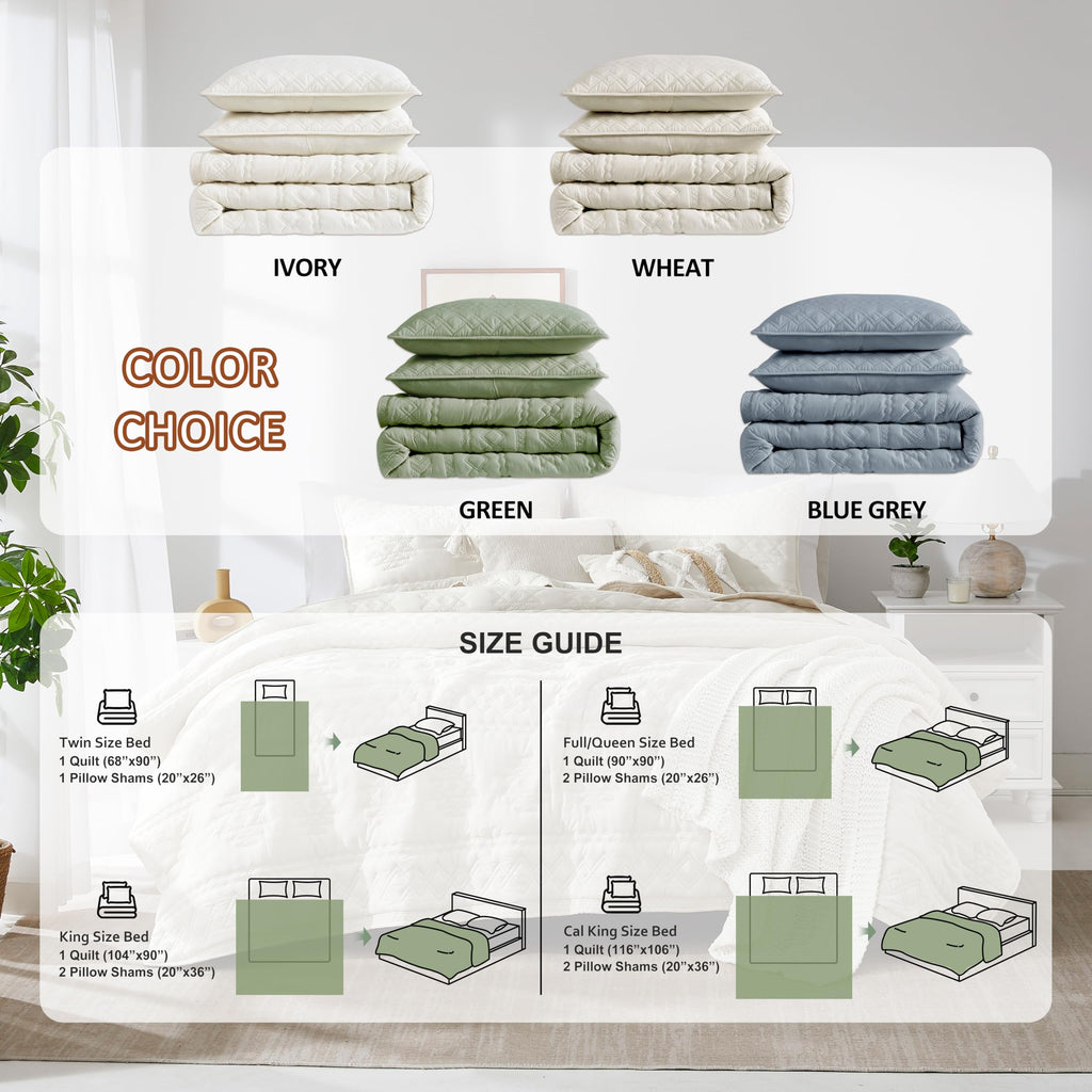 Boho Bohemia Beige Quilt Set, King Size, 3 Pieces 104x90 inches