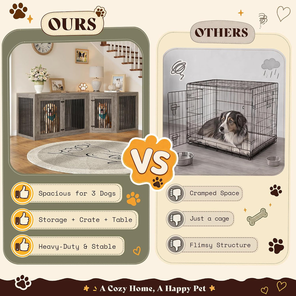 Corner Dog Crate Furniture for Dogs Space-Saving