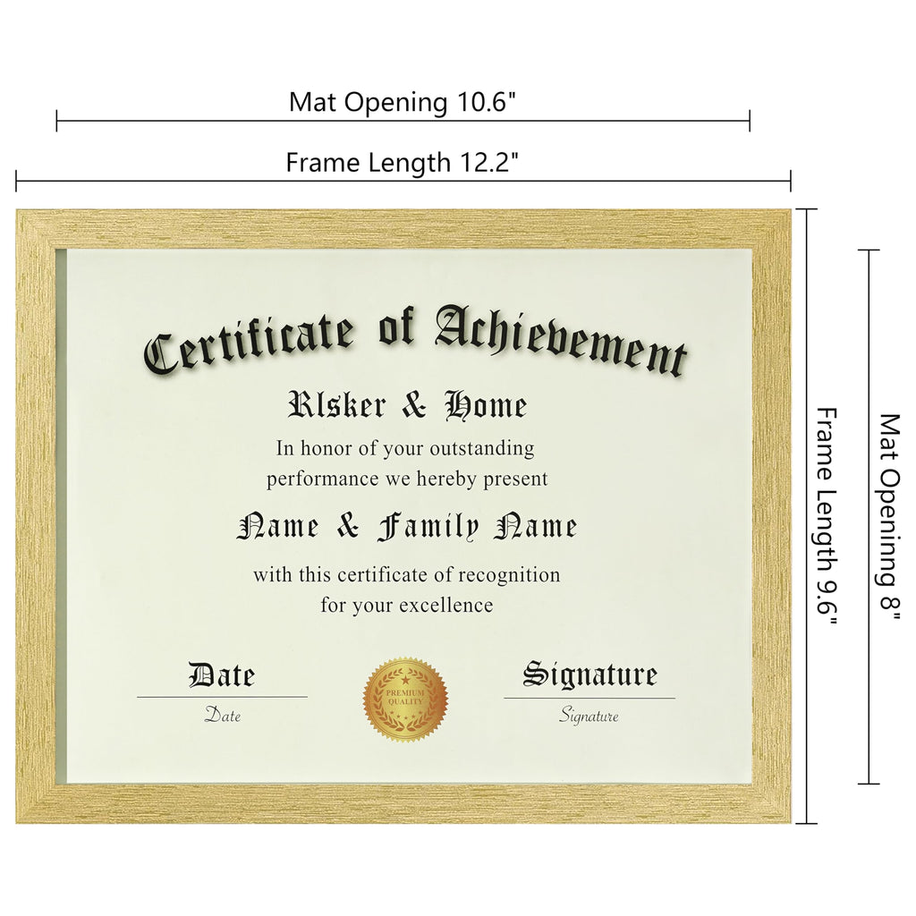8.5x11 Certificate Frame 6 Pack, Gold with Glass