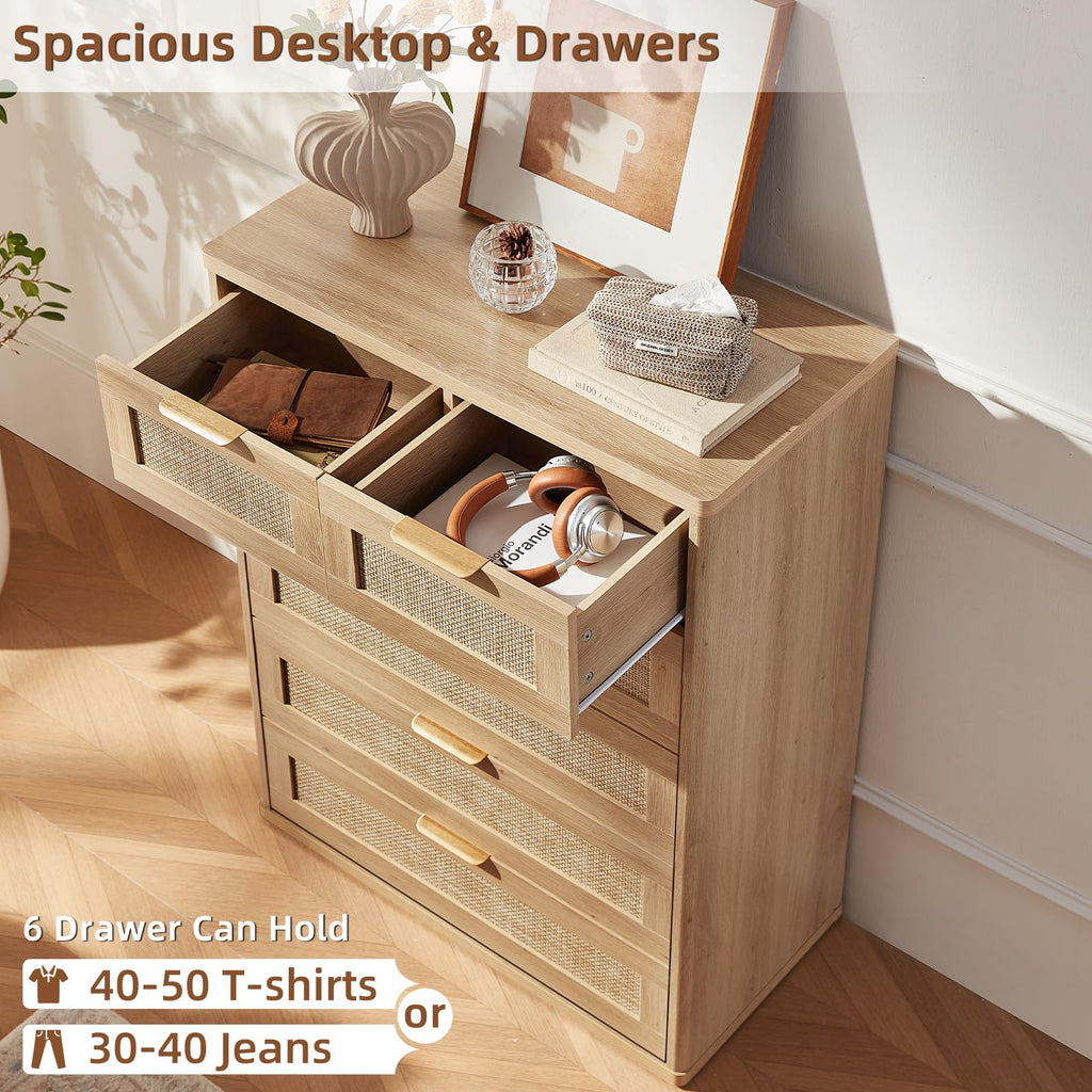 Rattan Dresser Set 2, 41" Tall Chest of Drawers