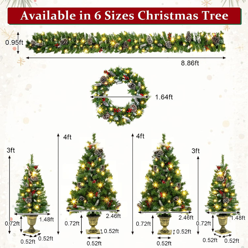 Piece Christmas Tree Set, 3'4' Pre‐lit Artificial Christmas Tree