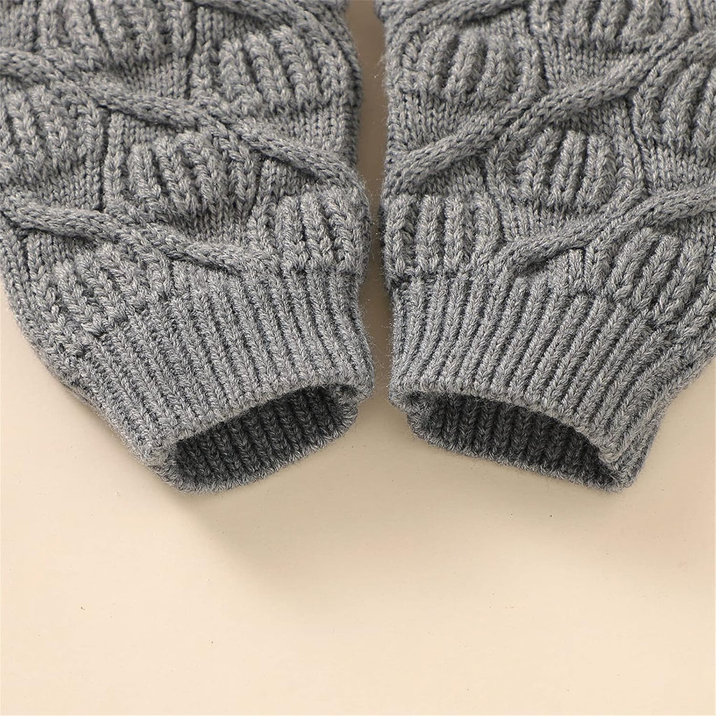Newborn Baby Boys Girls 2Pcs Fall Winter Outfits Long Sleeve Solid Cable Knit Rompers Onesie+Knitted Hat Sets