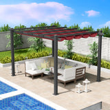 Morgan Outdoor Retractable Pergola with Sun Shade Canopy Patio Aluminum Pergola Shelter for Backyard Deck Garden