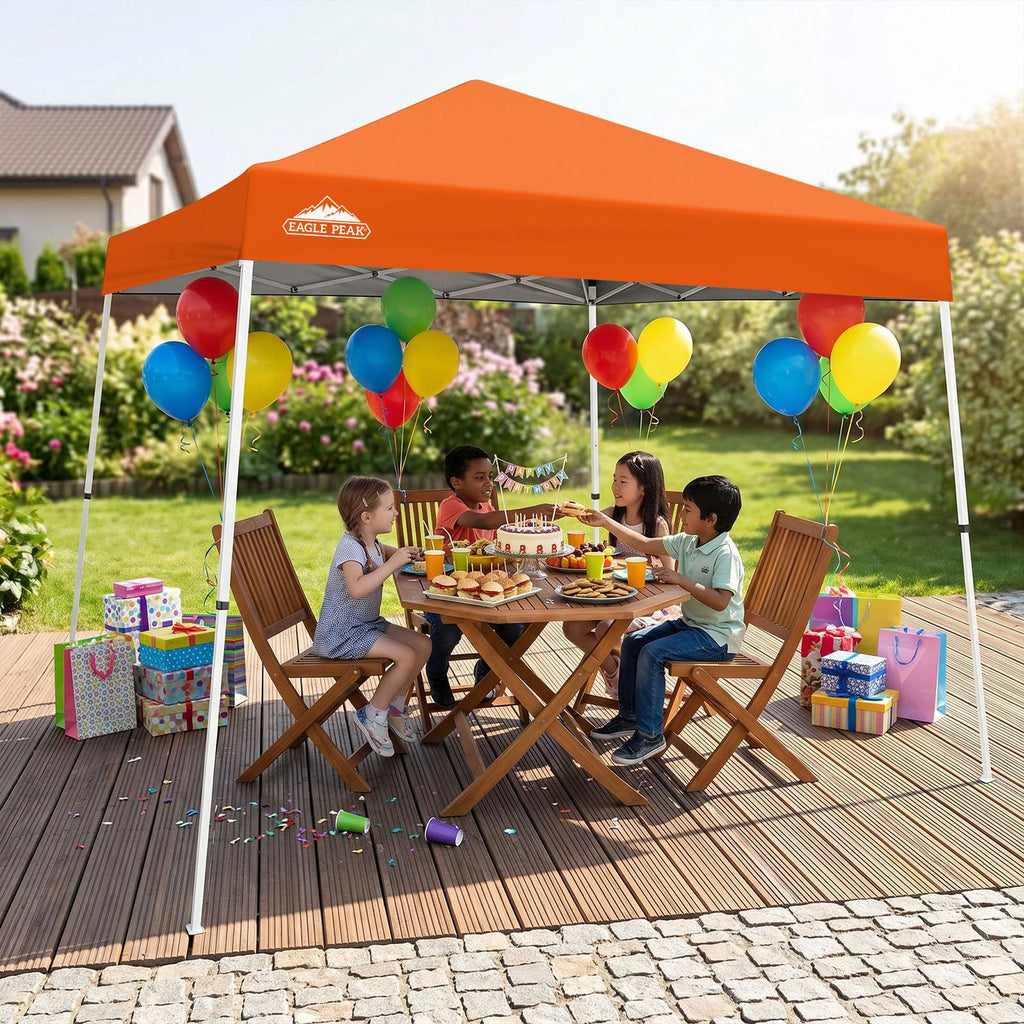 10x10 Slant Leg Pop Up Canopy Tent, Orange