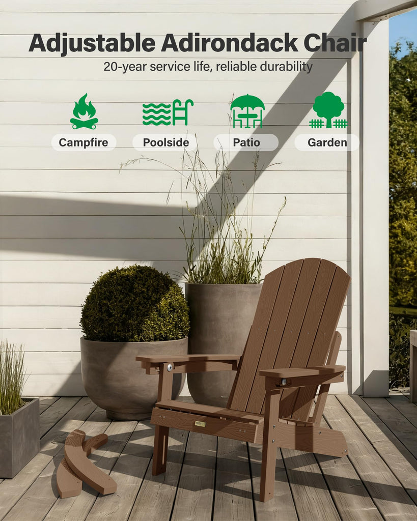 Adirondack Rocking Chairs, with Footrest, 5-Level Adjustable Backrest