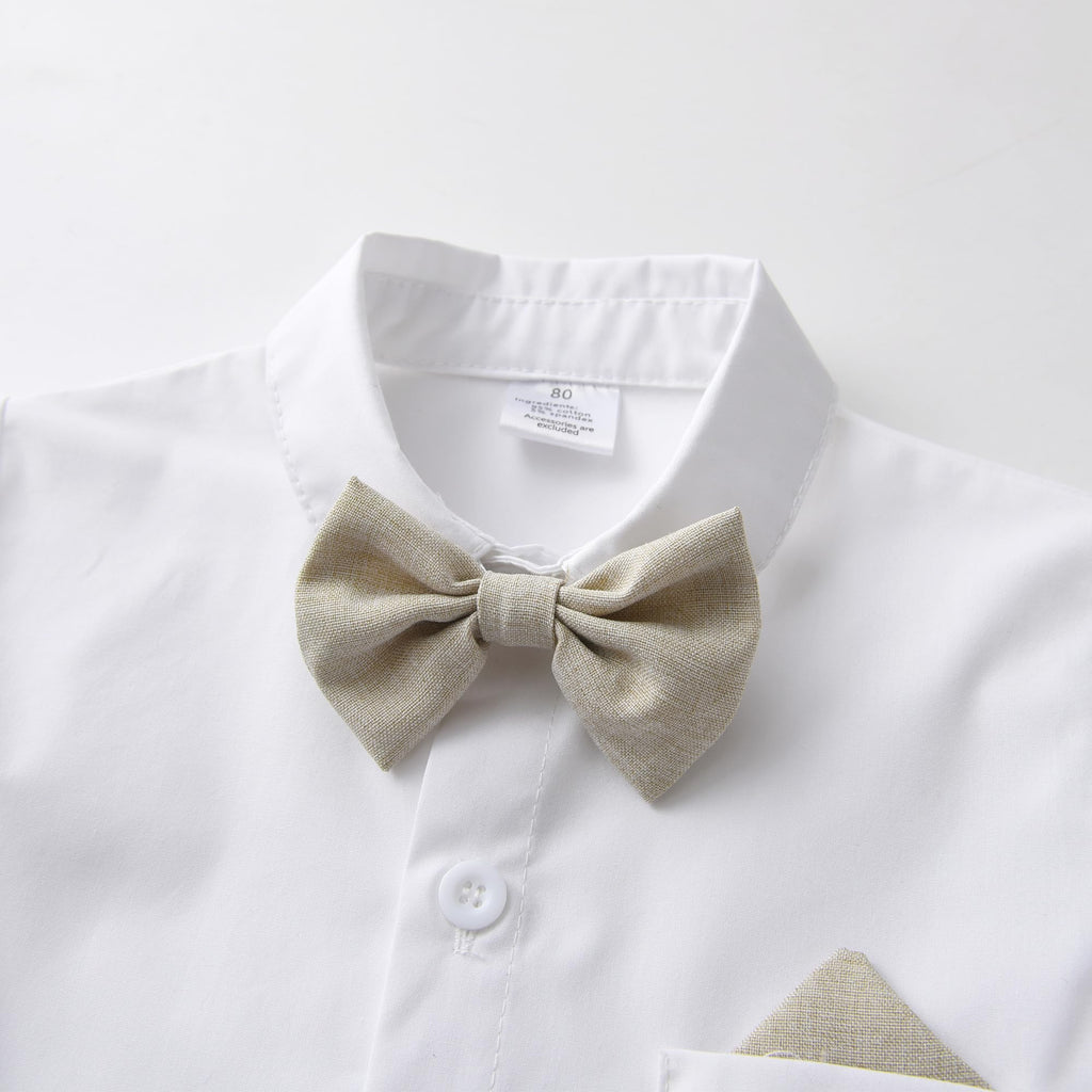 Baby Boys Gentleman Outfits Pants Sets,Infant Shirt + Pants + Bow Tie + Suspenders