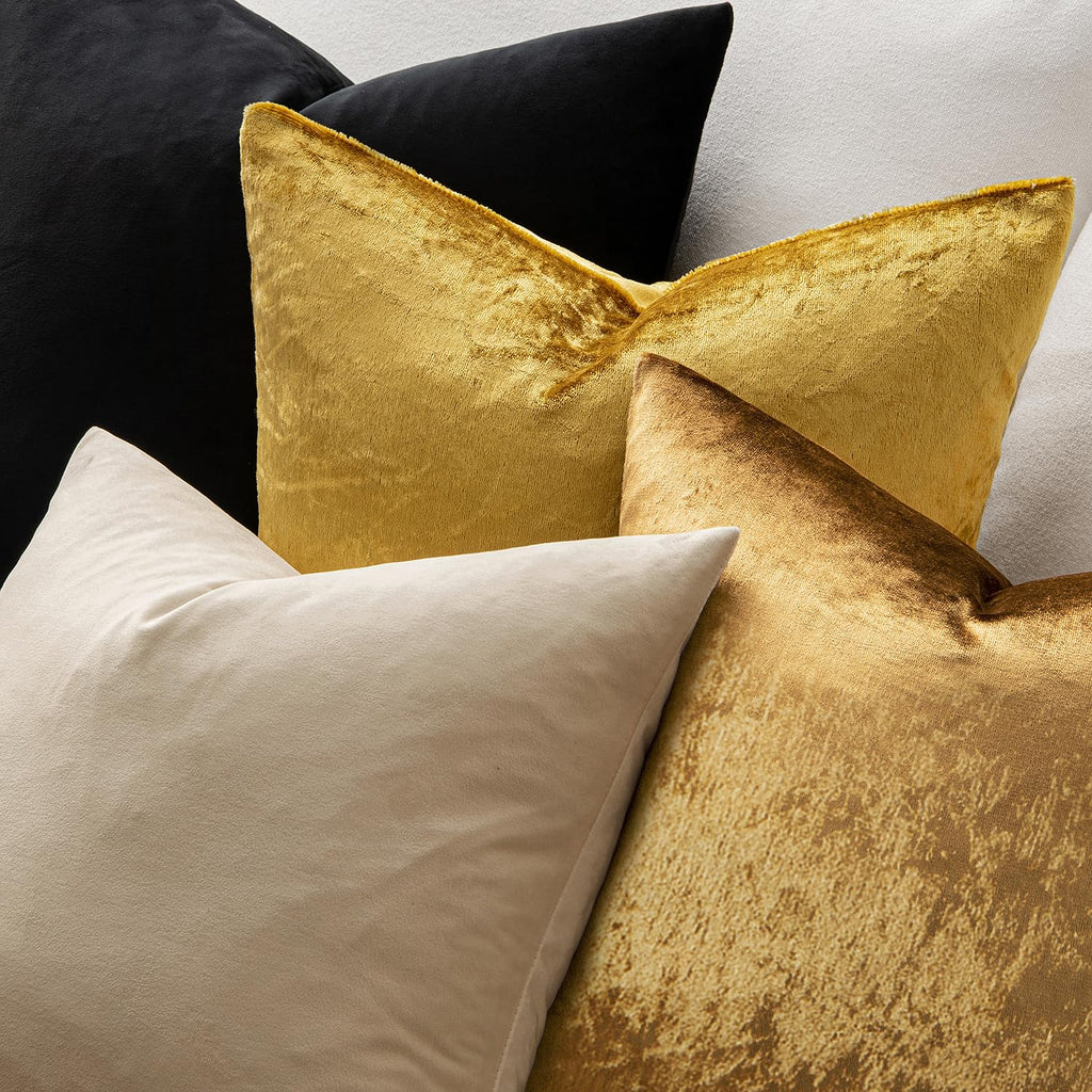 26x26 Inch Pack of 2 Euro Velvet Throw Pillow Covers Dark Gold