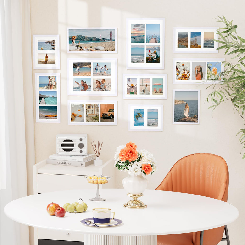 12x16 Collage Picture Frame, Displays 4Pcs 5x7 Pictures, White