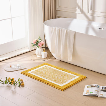 Harvest Gold Bath Mat 24"x16" Non Slip Washable Rug