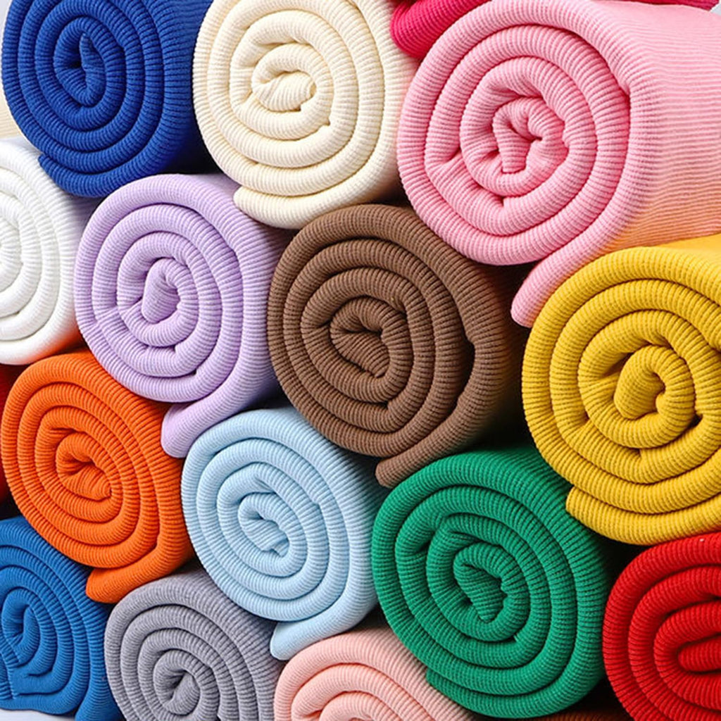 Soft Cotton Ribbing Fabric for Cuffs Collar and Waistband Stretch Rib Knitted Fabric for Sewing Jackets Coats (Red