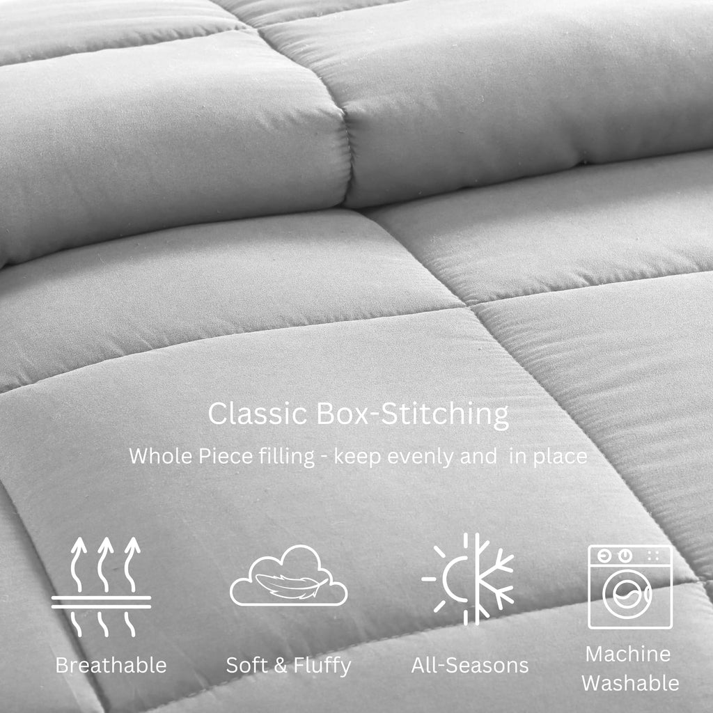 Quilted Comforter Queen Size - Super Soft Duvet Insert with 8 Tabs - Fluffy, Comfy & Cozy All Season Queen Bedding
