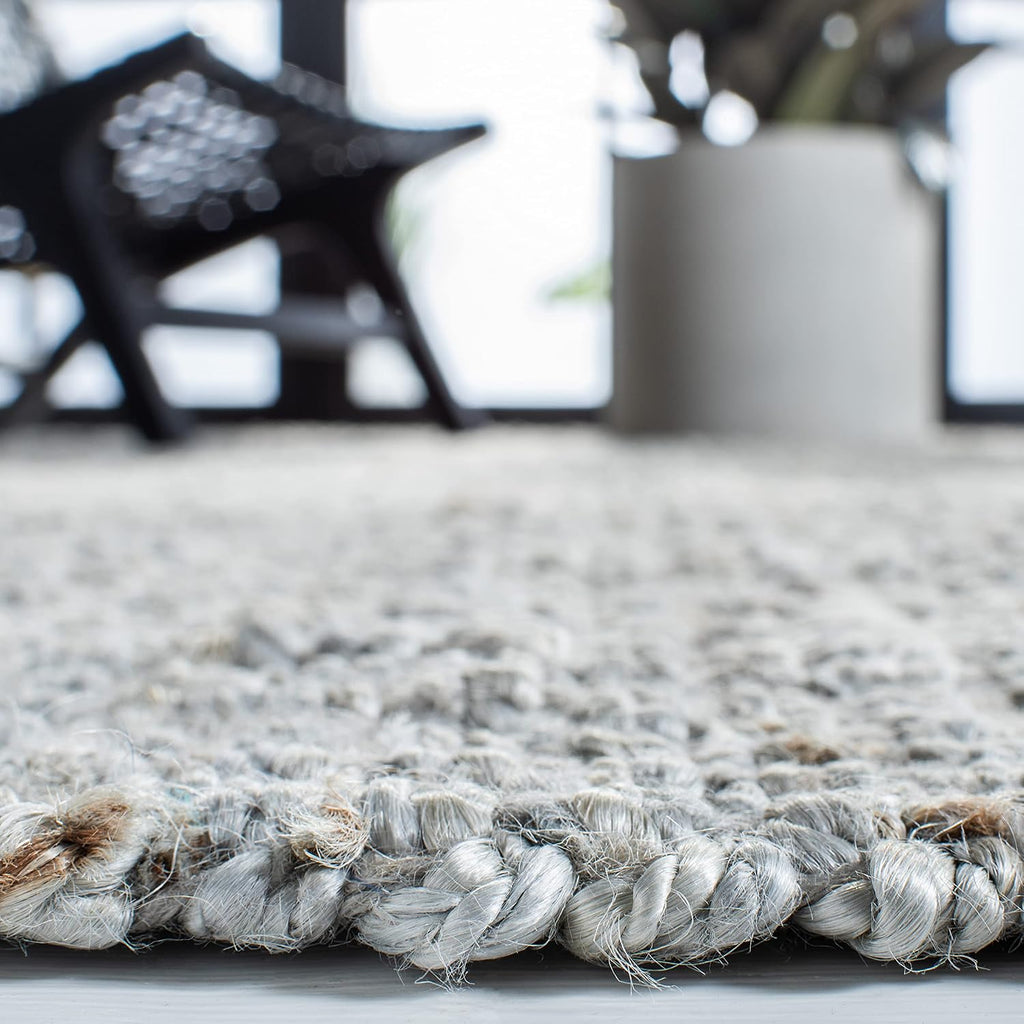 Natural Fiber Collection Area Rug - 7' Square, Grey, Handmade Farmhouse Jute, Ideal for High Traffic Areas (NF730F)