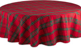 Farmhouse Christmas Plaid Dining Table & Kitchen Décor, Holiday Tablecloth, 70" Round, Red & Green