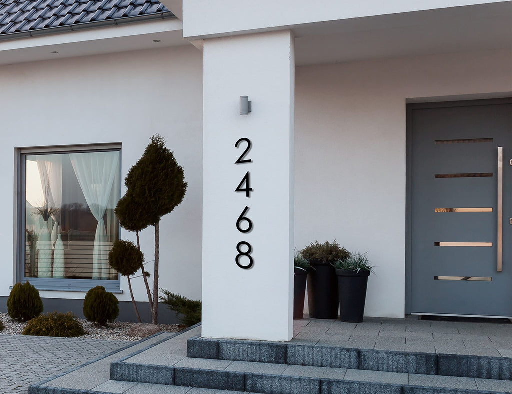 12 Inch Modern Floating House Numbers for Outside | Large Metal House Numbers for Outdoors | Black Coated Rust-Proof