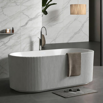 67'' Freestanding Bathtub, Deep Acrylic Soaking Tub with Non-Slip Base, cUPC Certified Modern Free Standing Tub